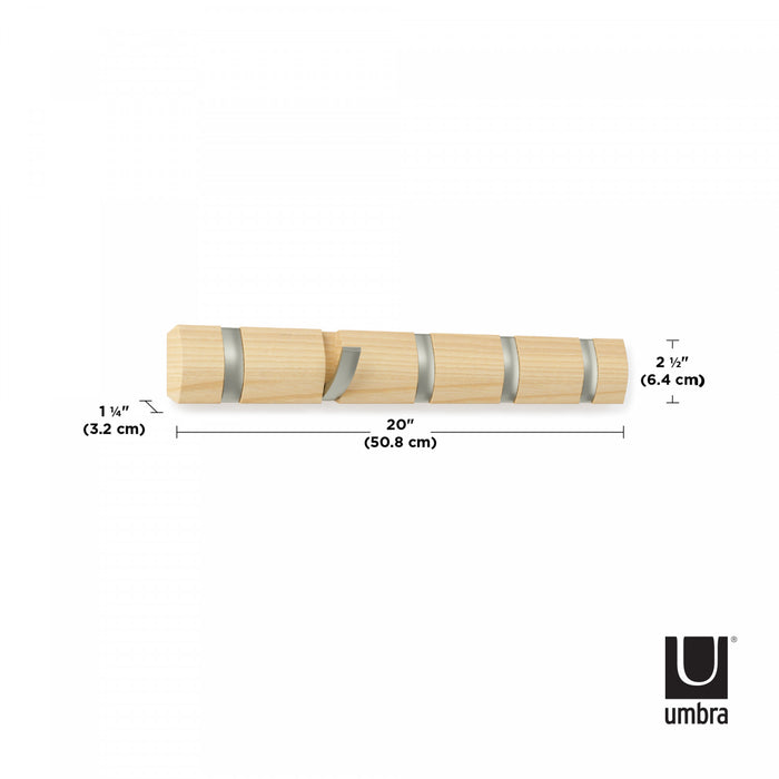Umbra 5 Flip Wall-Mounted Hooks - Natural