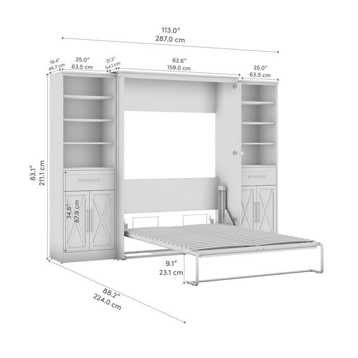 Bestar Key West Full Murphy Bed & Closet Organizers with Doors & Drawers (113 W) - Pure White Oak