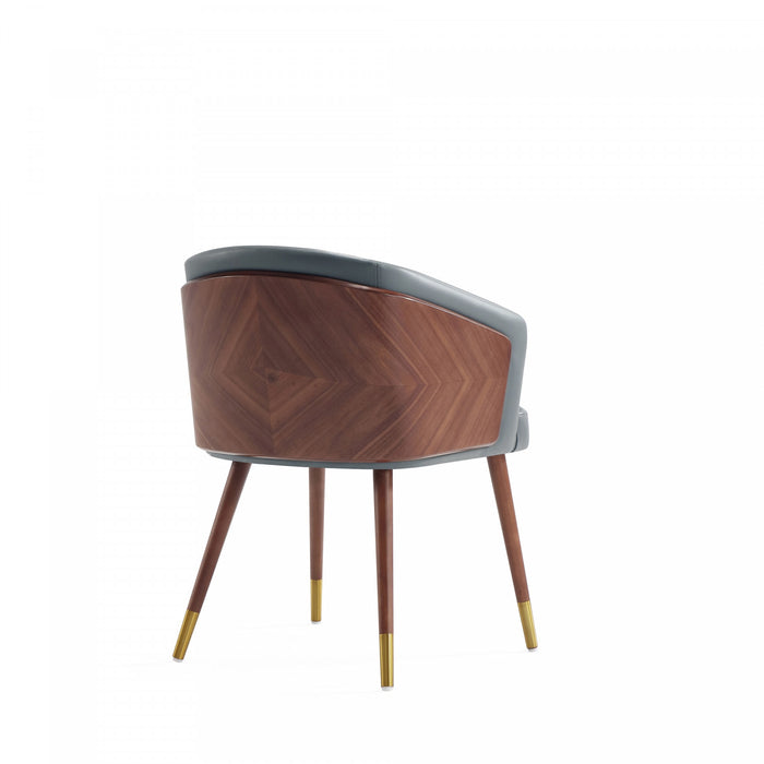 Reeva Modern Wood Vegan Leather Dining Chair in Gray - Set of 2