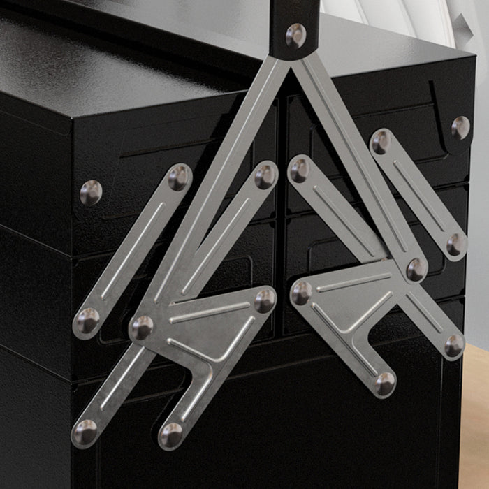 Durhand Metal Tool Box Portable Steel Tool Chest Cabinet With Handle, Black