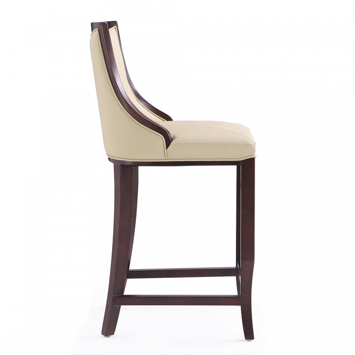 Emperor Traditional Wood Upholstered Barstool in Cream - Set of 3