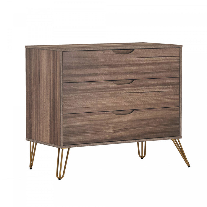 Avira Mid-Century Modern 35\" Dresser in Brown (3-Drawer)