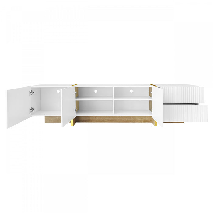 Emily 74.7\" Large Storage TV Cabinet with Doors and Drawers,Gold Tv Stand