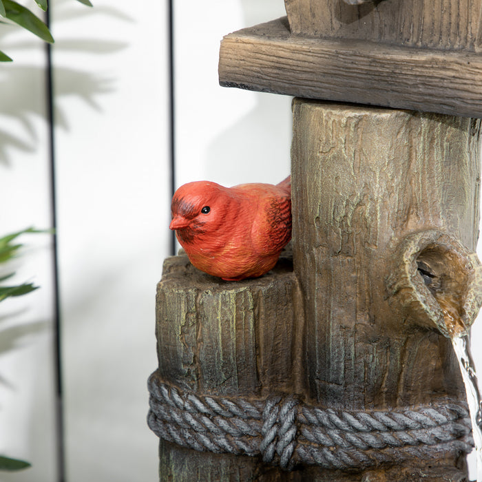 Outsunny Outdoor Fountain With Backyard Birdhouse Tree Trunk Design