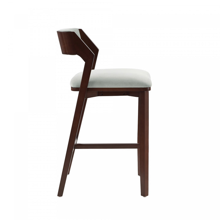 Patricia Modern Wood Upholstered Barstool in White Glacier - Set of 2