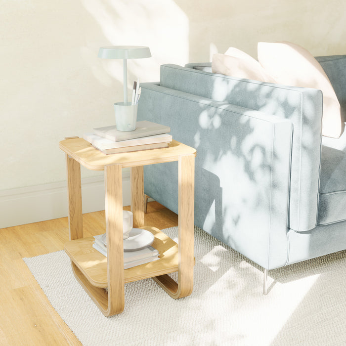 Umbra Modern Solid Wood Bellwood Chairside End Table with Shelf - Natural