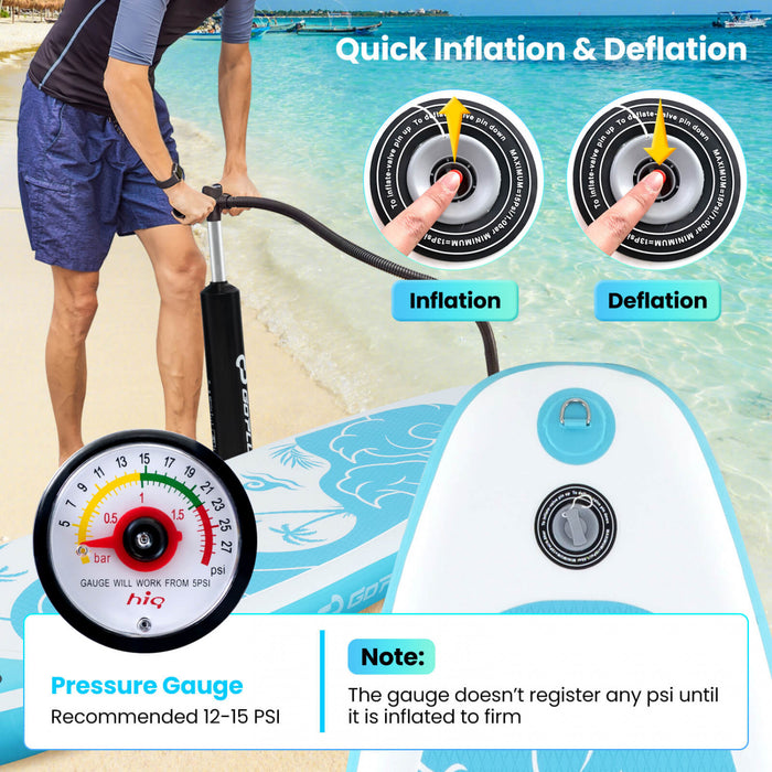Goplus Small Inflatable Sup Board, Portable Paddle Board With 5d Rings Stand Up Paddle Board For Youth & Adult Turquoise