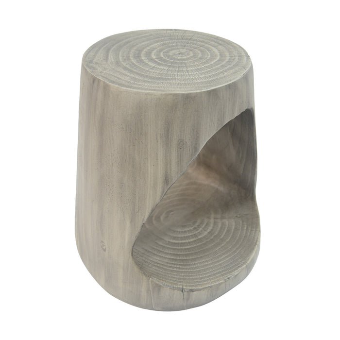 Elio 16.75\" Rustic Hollow Tree-Stump MGO Accent Table, Pet-Friendly Indoor Side Table, Grey