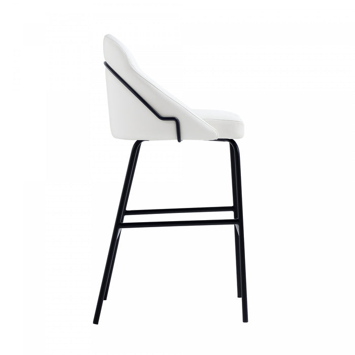 Gracie Modern Metal Upholstered Barstool in White and Black Bar Stool