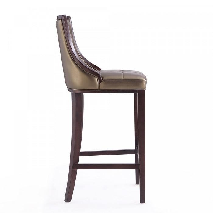 Fifth Avenue Traditional Wood Upholstered Barstool in Bronze - Set of 3