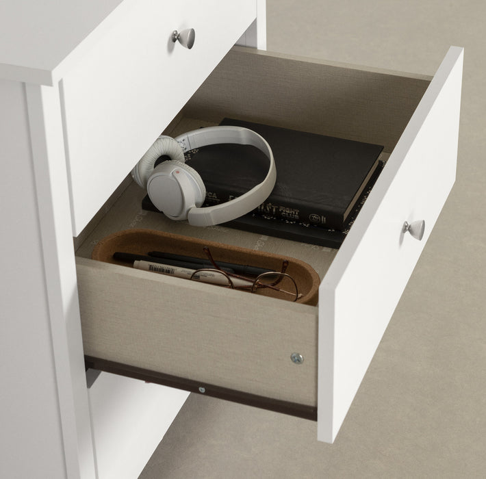 Vito Nightstand With Charging Station And Drawers - Pure White