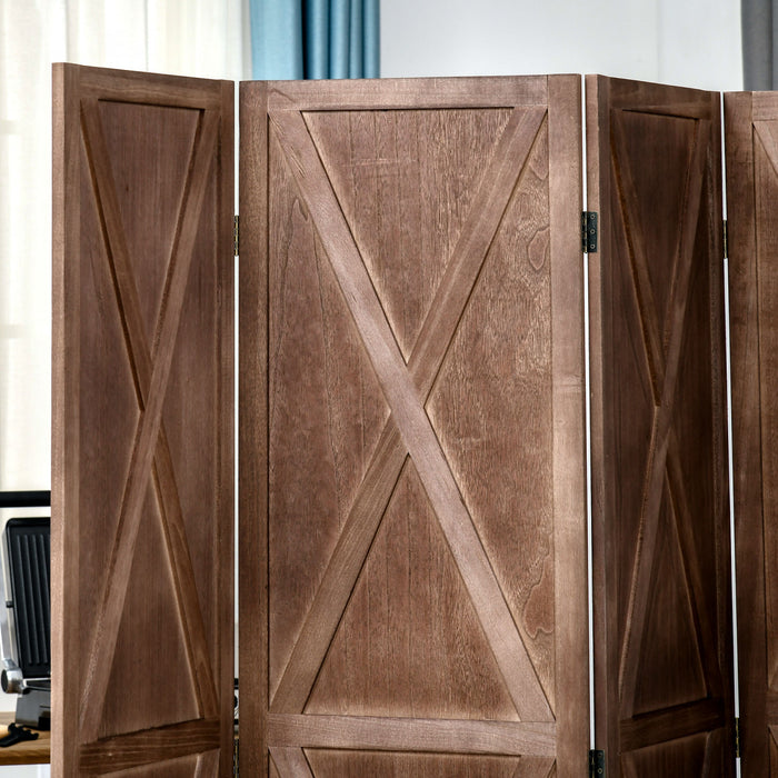 Homcom 5.6ft 4-panel Wooden Room Divider With Foldable Design