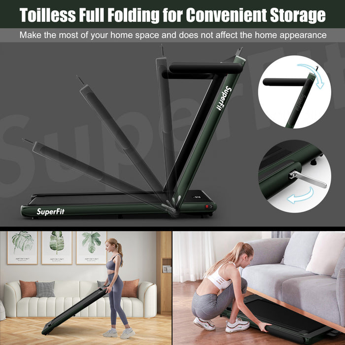 Superfit 2.25hp 2 In 1 Folding Treadmill W/ Speaker Remote Control App Green