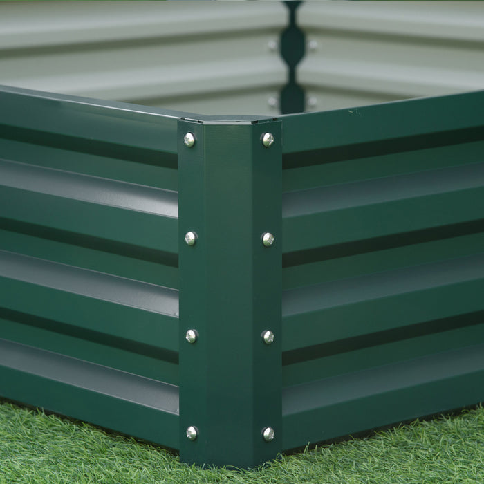 Outsunny 4' X 4' X 1' Raised Garden Bed Box With Weatherized Steel Frame For Vegetables, Flowers, & Herbs, Green
