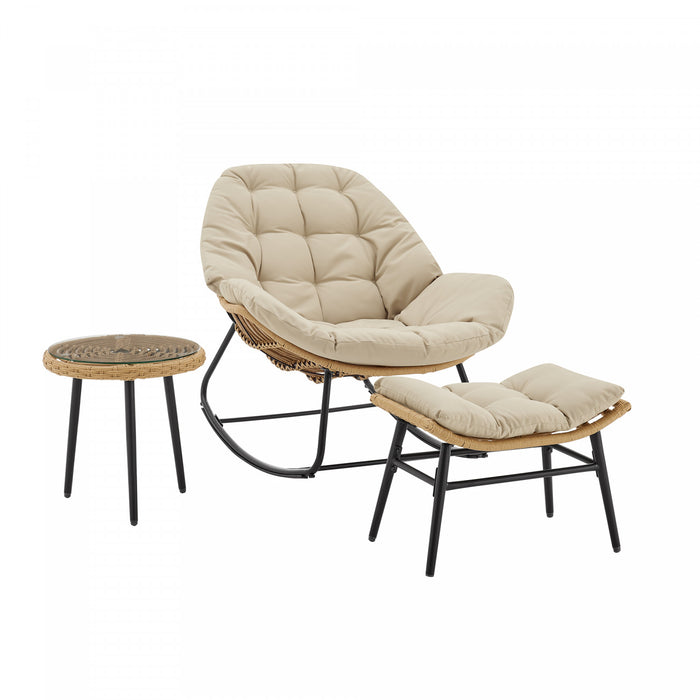 Benson Modern 3-Piece Lounge Chair Set in Cream