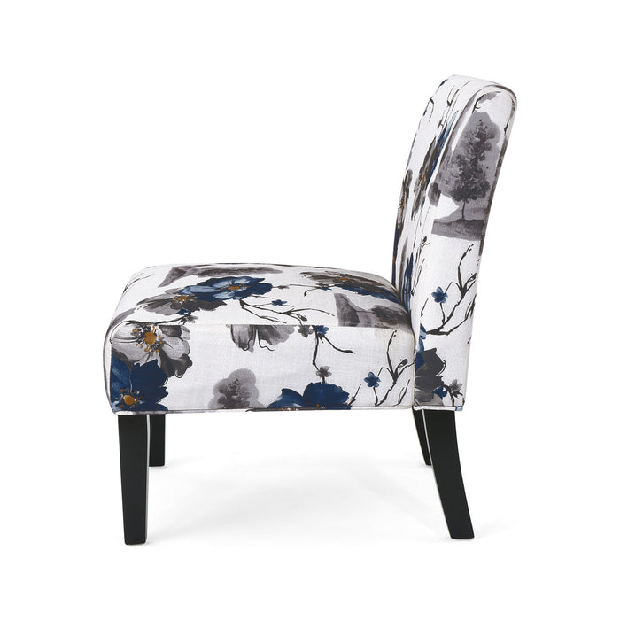Oliver Linen-look Fabric Accent Chair Set Of 2 With Rubberwood Legs - Blue, Multicolour