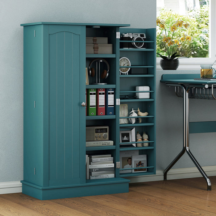 HOMCOM Kitchen Pantry Storage Cabinet w/ 5-tier Shelving Teal Blue