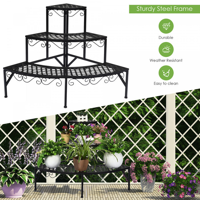 Costway Corner Plant Stand Metal 3 Tier Ladder Potted Shelf Flower Holder Display Rack