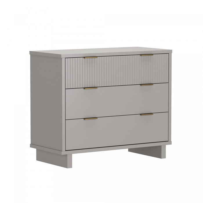 Elara Contemporary 38\" Solid Wood Dresser in Light Gray (3-Drawer)