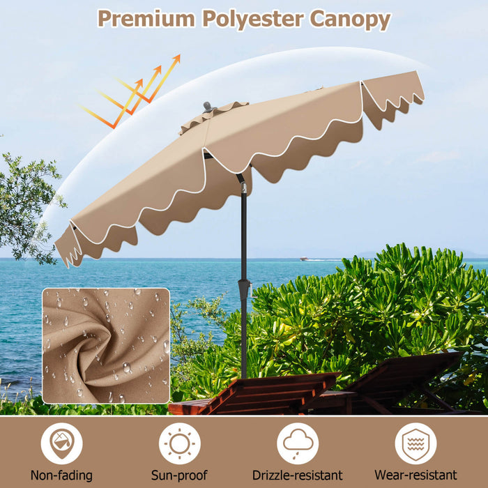 Costway 9 FT Patio Umbrella 2-Tier Market Table Umbrella with Sun-Protective Canopy Brown