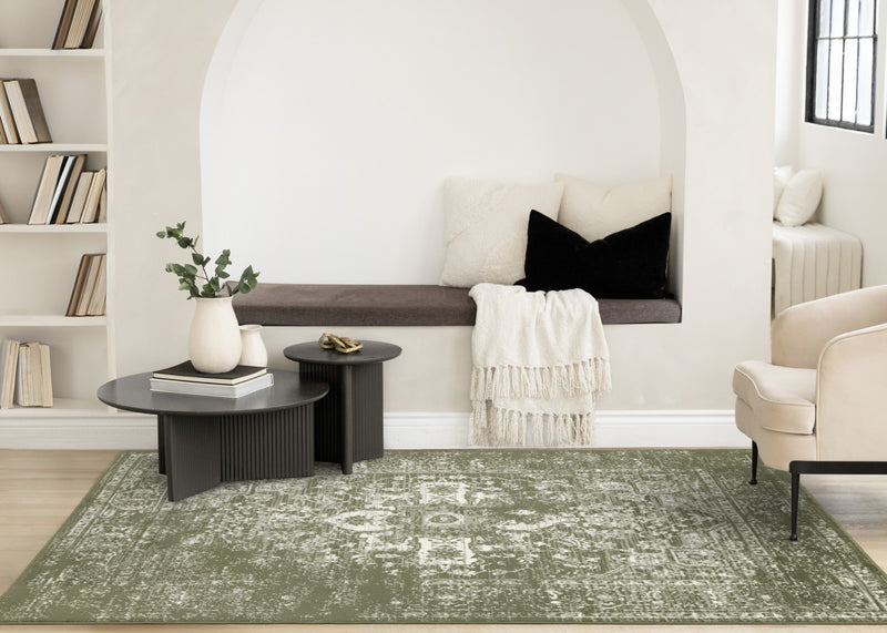 Florence Green White Elegant Classic Rug, 5'3\" x 7'4\" Indoor Area Rug