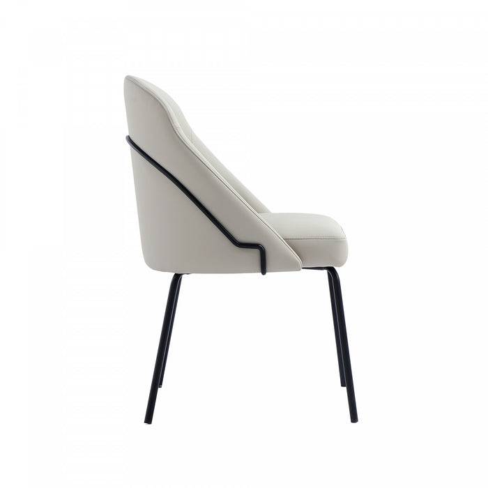 Gracie Modern Vegan Leather Metal Dining Chair in Stone Gray and Black - Set of 2