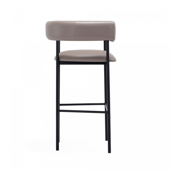 Onda Contemporary Vegan Leather Metal Upholstered Barstool in Taupe