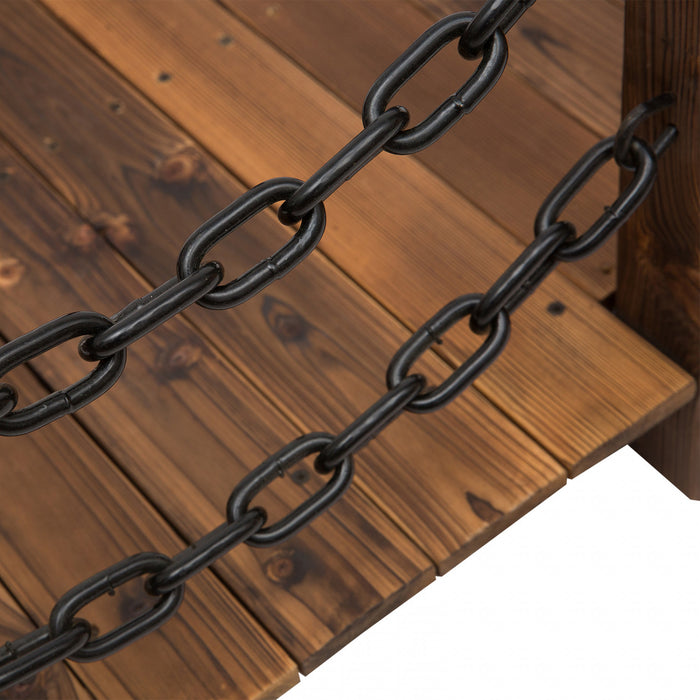 Outsunny 5' Curved Stained Wood Fir And Metal Garden Bridge, Carbonized
