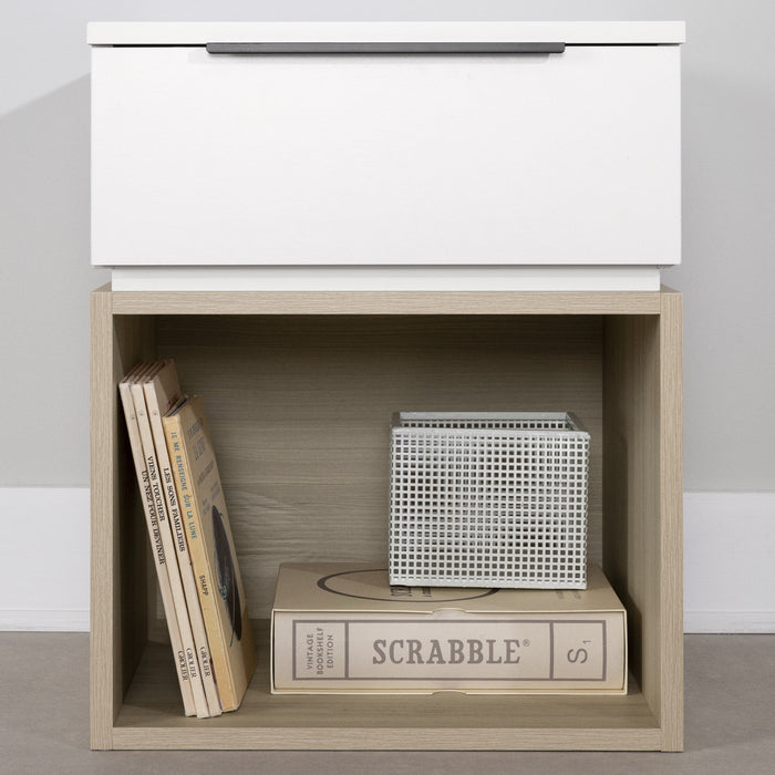 Hourra 1-Drawer Nightstand - Soft Elm White