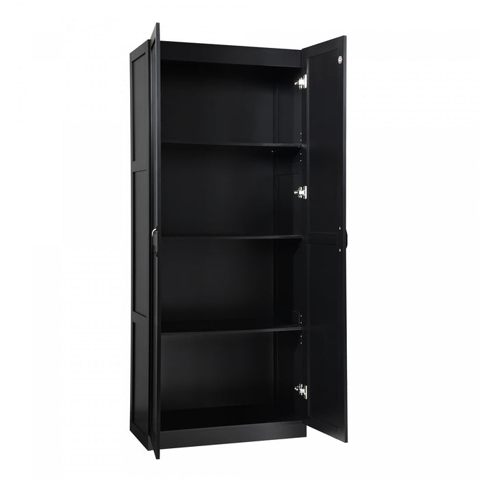 Cornelia Modern 2-Piece Wardrobe Closet in Black Armoire