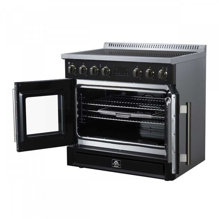 Forno Torino French Door 36 Inch Black Induction Range, 5.36 cu.ft. - FFSIN0950-36BLK Electric Range