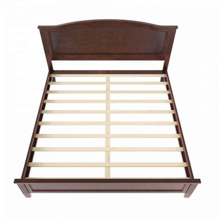 Benson Full Size Solid Wood Platform Bed with Stylish Headboard, Brown