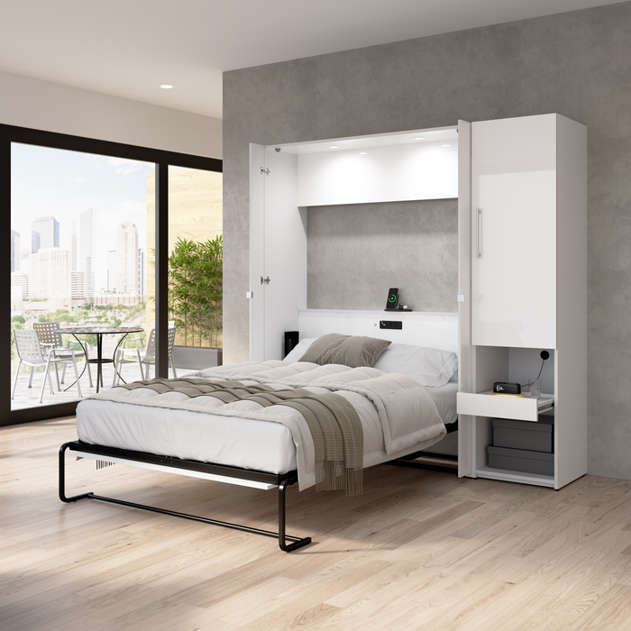 Bestar Avalon Full Murphy Bed & Storage Cabinet with Pull-Out Shelf (81 W)