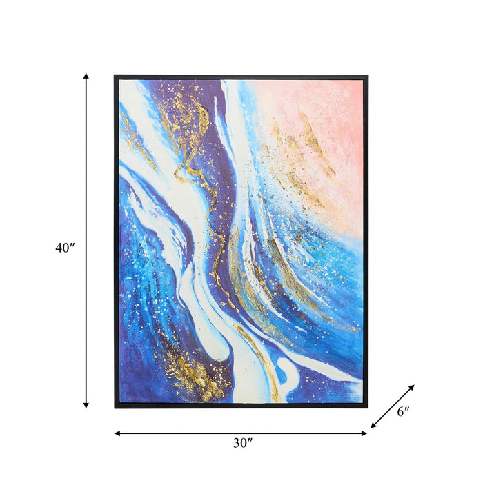 30\" x 40\" Handpainted Abstract Canvas - Multicolour