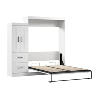 Bestar Edge Queen Murphy Bed with Wardrobe (90 W) - White