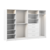 Bestar Florence 121\" Modular Walk-In Closet System with LED Lights, Rods, Shelves and Drawers Shaker Style - White