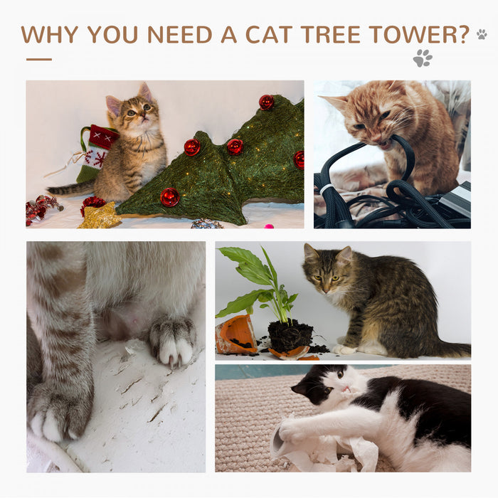 Pawhut 49\" Cat Tree With Hammock, Cat Condo Tower With Scratching Post For Indoor Cats, Grey