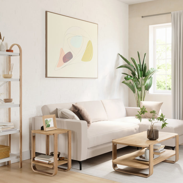 Umbra Modern Solid Wood Bellwood Chairside End Table with Shelf - Natural