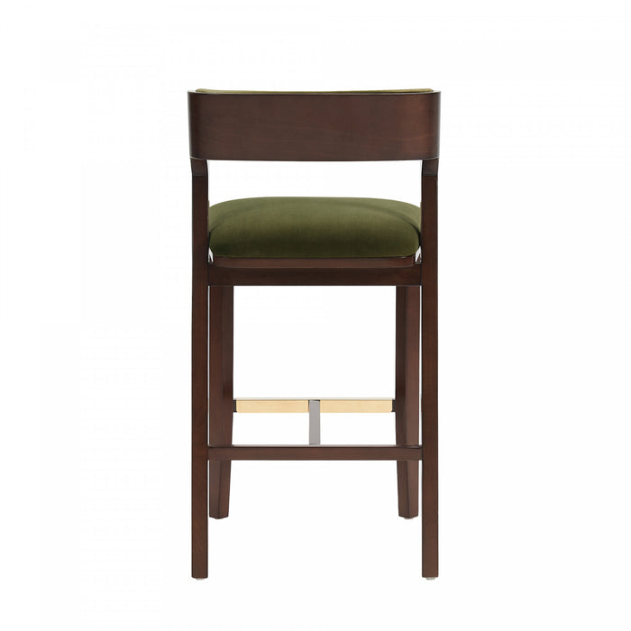 Patricia Modern Wood Upholstered Barstool in Turtle Green - Set of 3