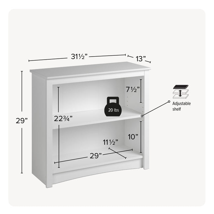 Two-Shelf Bookcase - White
