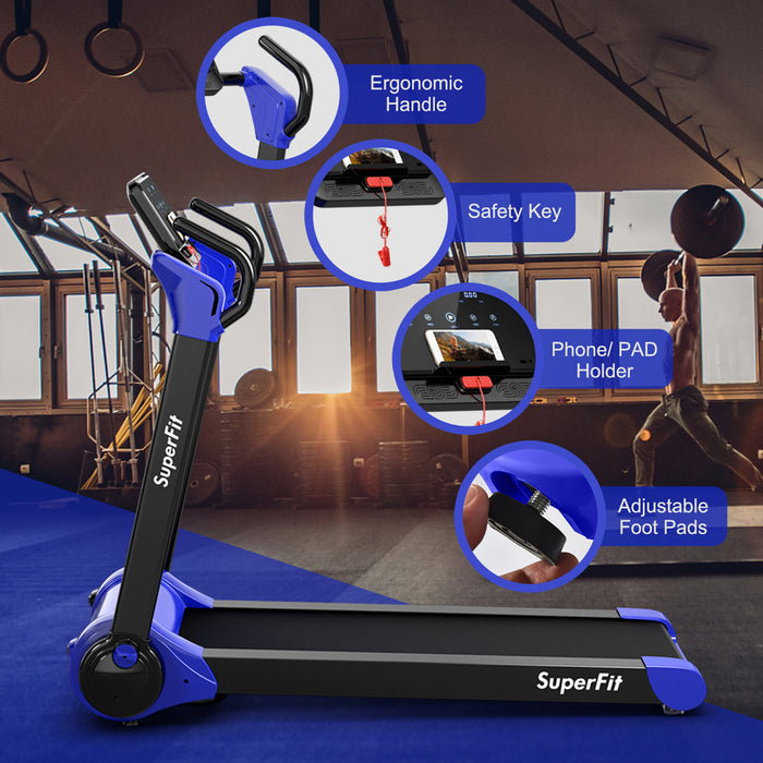 Superfit Folding 2.25hp Electric Treadmill Running Machine App Control Bluetooth