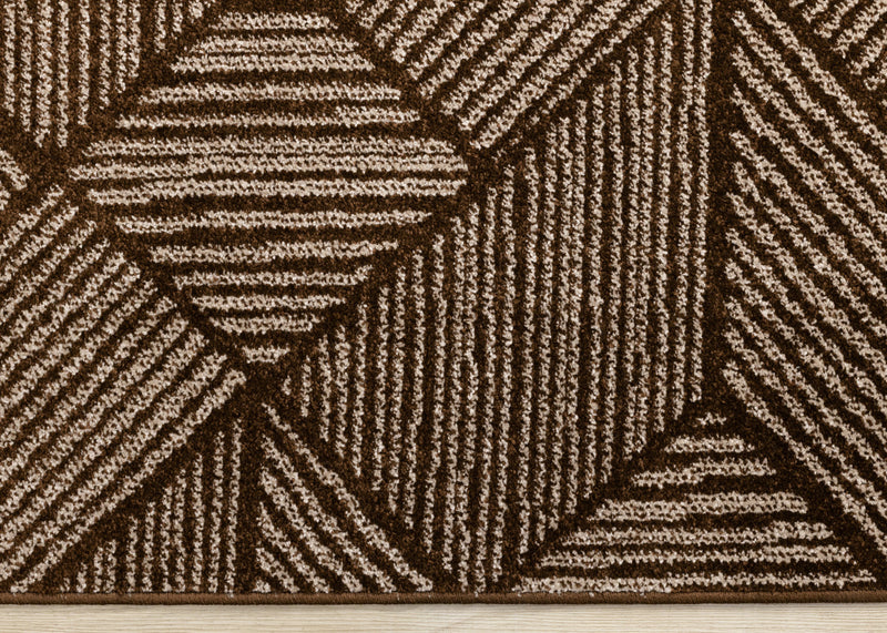 Covington Brown Taupe Striped Geometric Design Rug, 6'7\" x 9'10\" Indoor Area Rug