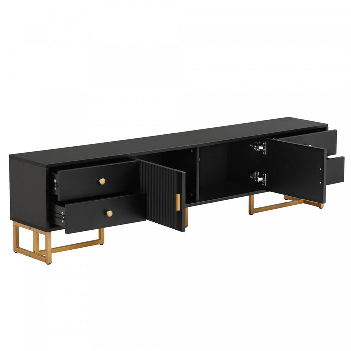 Gavin 68.8\" TV Cabinet with Storage Drawers and Media Organization Function,Black Tv Stand