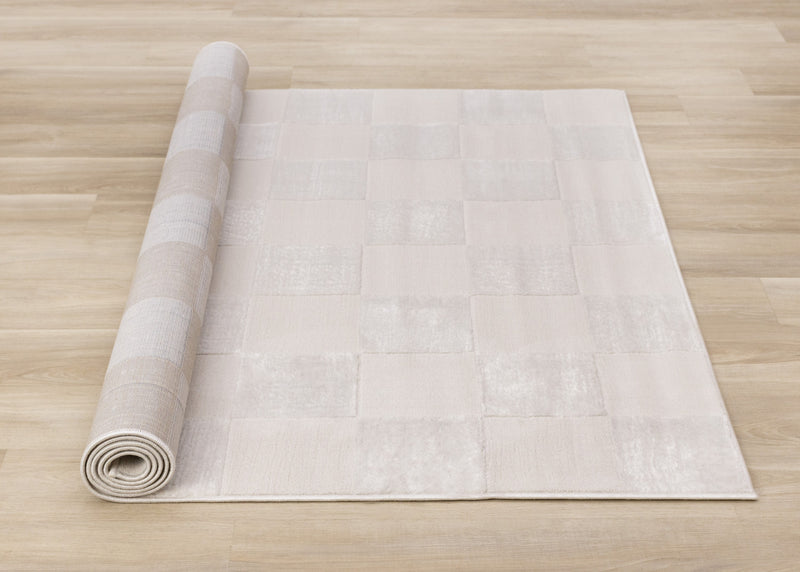 Leonardo White Grey Checkered Area Rug - 6'7\" x 9'6\"