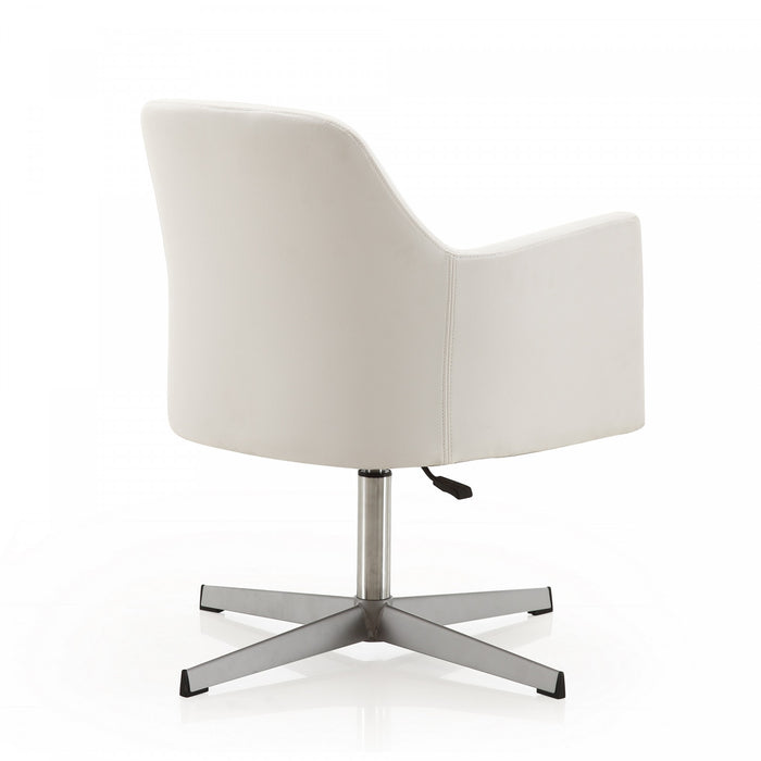 Pelo Modern Vegan Leather Swivel Lounge Chair in White - Set of 2 Accent Chair