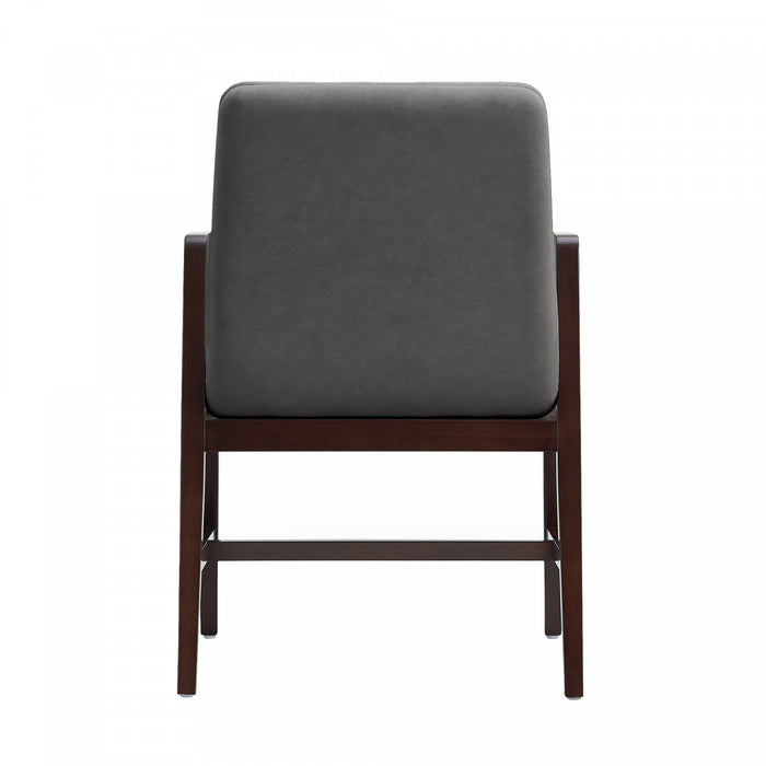 Stella Modern Wood Velvet Armchair in Graphite