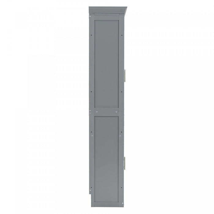 Eileen Space-saving Murphy Wall Bed With Cabinets, Queen Size, Grey