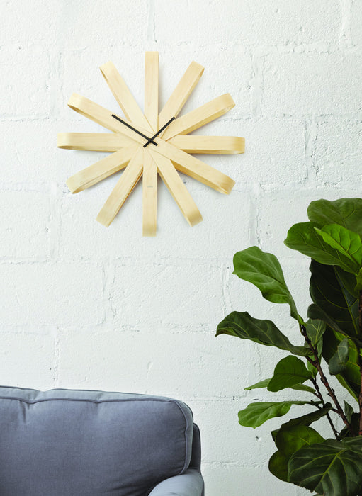 Umbra Modern Ribbonwood Wall Clock - Natural