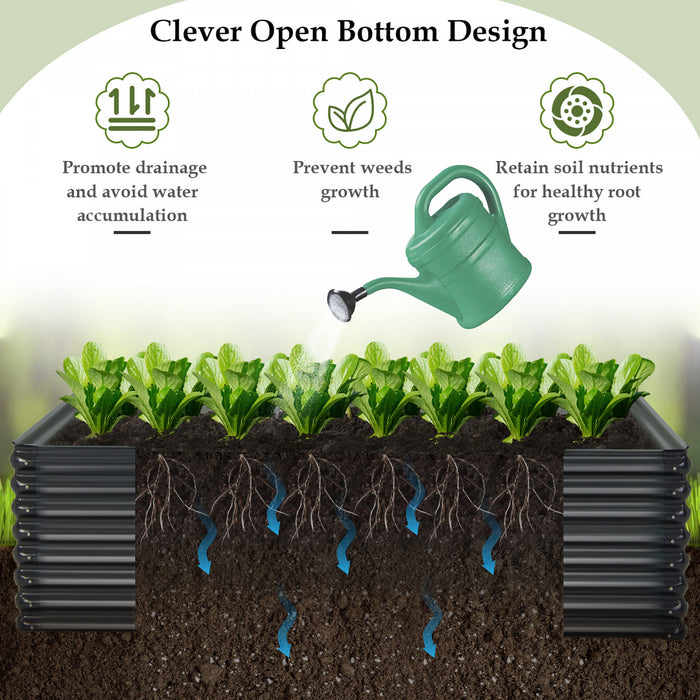 Costway 2 Pcs Galvanized Raised Garden Bed Outdoor Planter Box Firewood Rack Log Holder