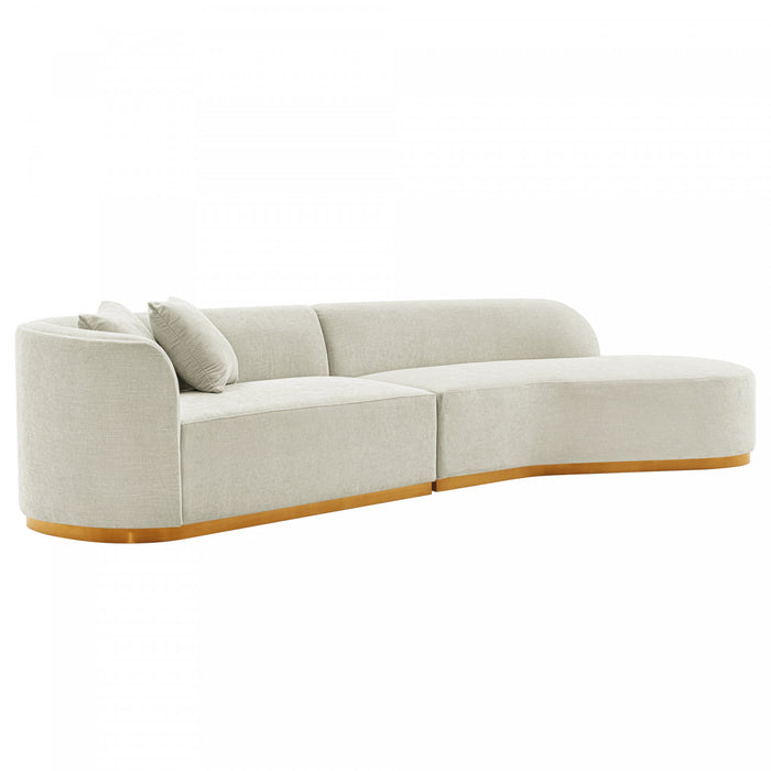 Daria Modern 132\" Chenille Sectional in Ivory